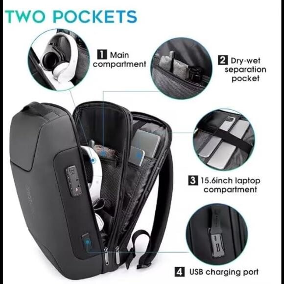 Anti Theft Business Backpack Fits 15.6 Inch Laptop,Smart Work Backpack with USB - Picture 2 of 7